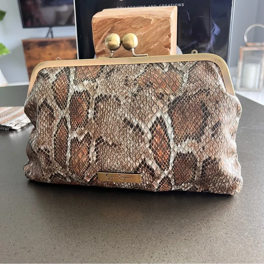 Jessica Simpson Faux Snakeskin Clutch Bag with Strap
